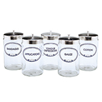 7" X 4 1/2" Sundry Jars with Stainless Covers - Set of 5